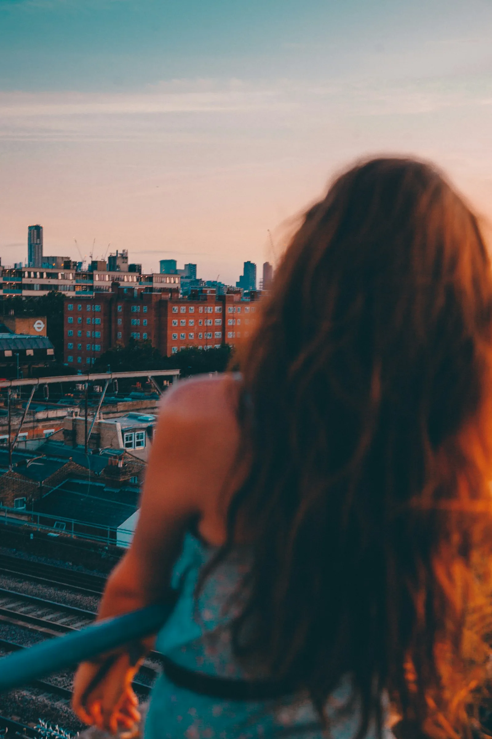 Golden light on a rooftop above the city